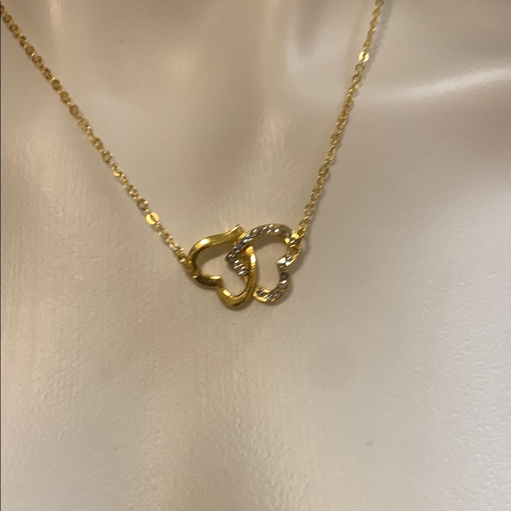 Elegant Gold and Silver Heart Necklace - Picture 1 of 8